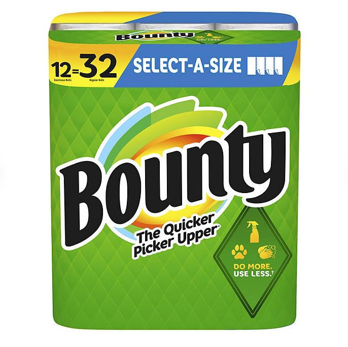 Bounty Paper Towels, White, 12 Rolls = 32 Regular Rolls (BPO)