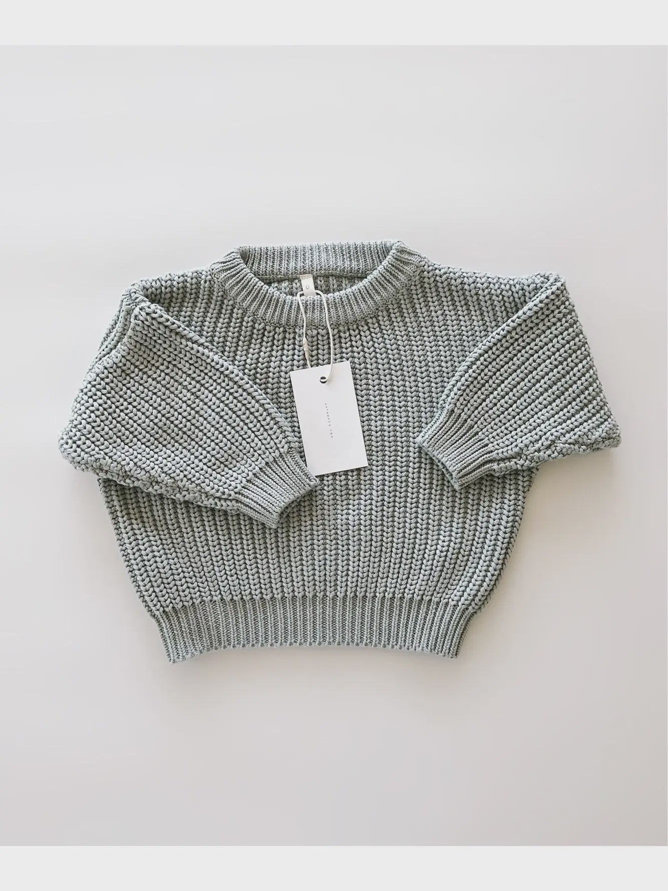 Chunky Knit Sweater, Fog 0-6m