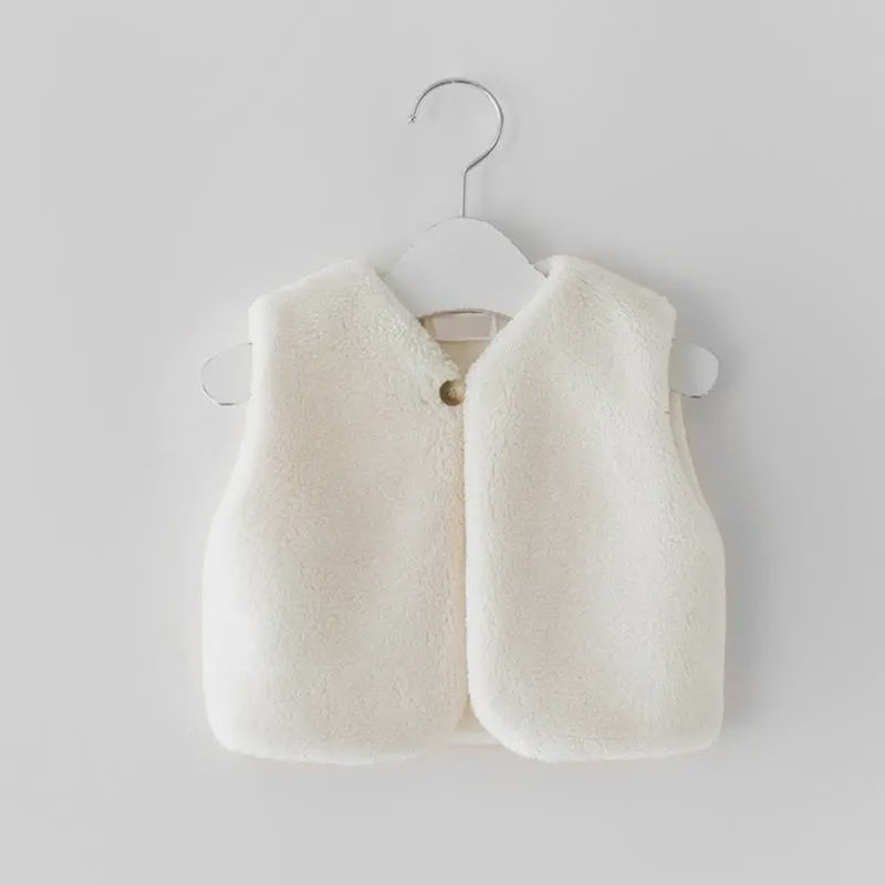 Faux Fur Vest, Ivory  18-24m