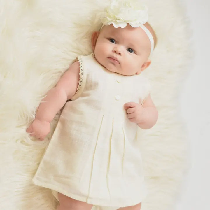 Ivory Lace Dress & Diaper Cover, 12-18m