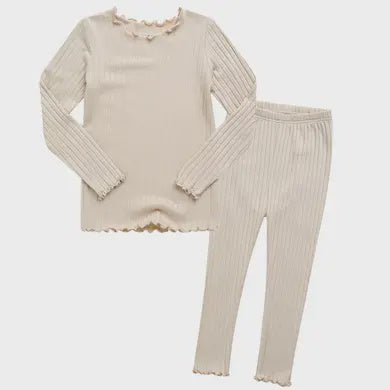 Shirring Ivory Long Sleeve Pjs