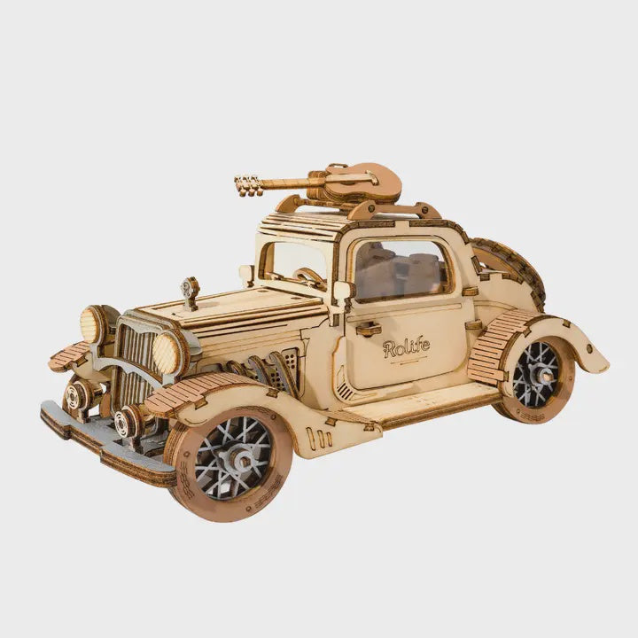 3D Laser Cut Wooden Puzzle: Vintage Car