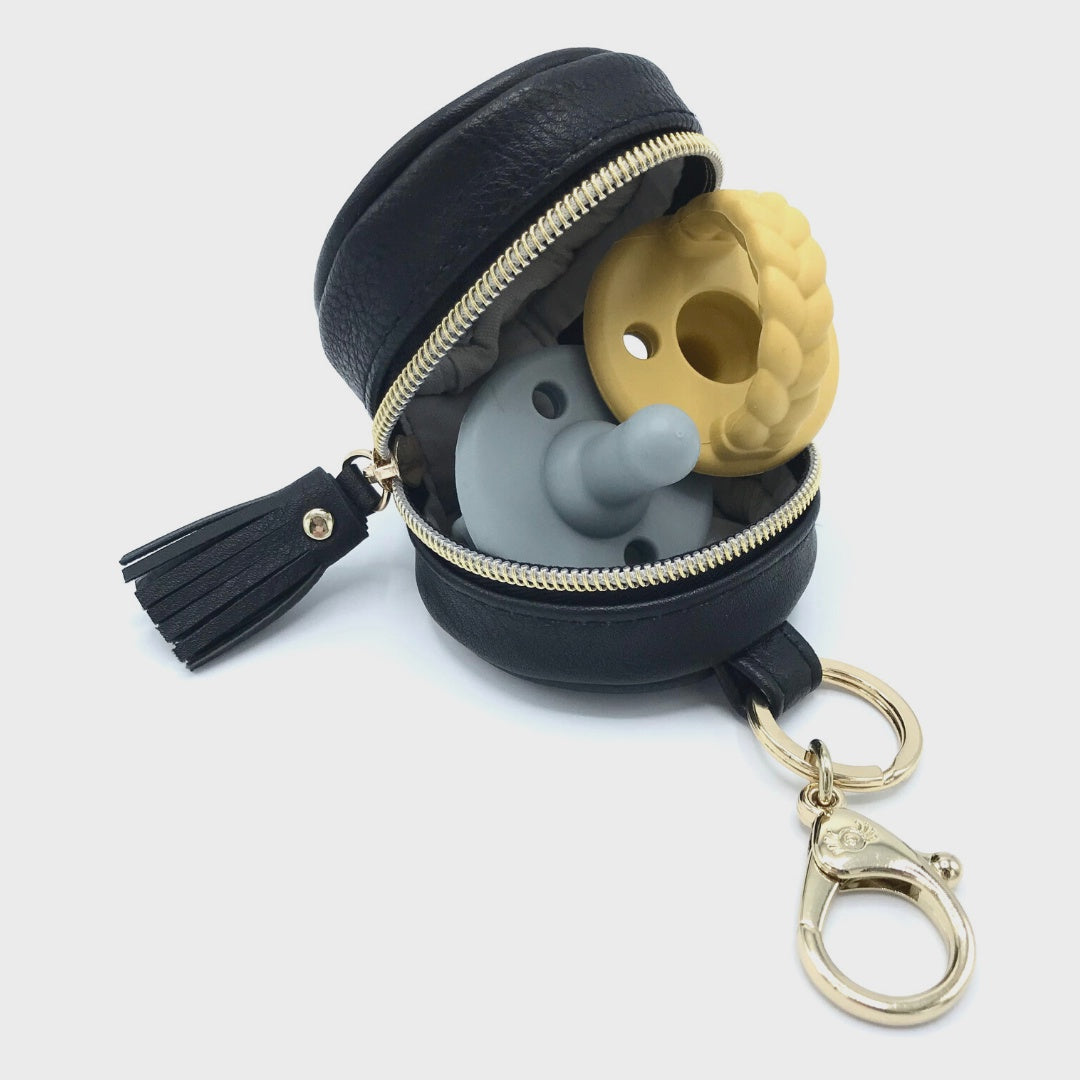 Black Diaper Bag Charm Paci Case