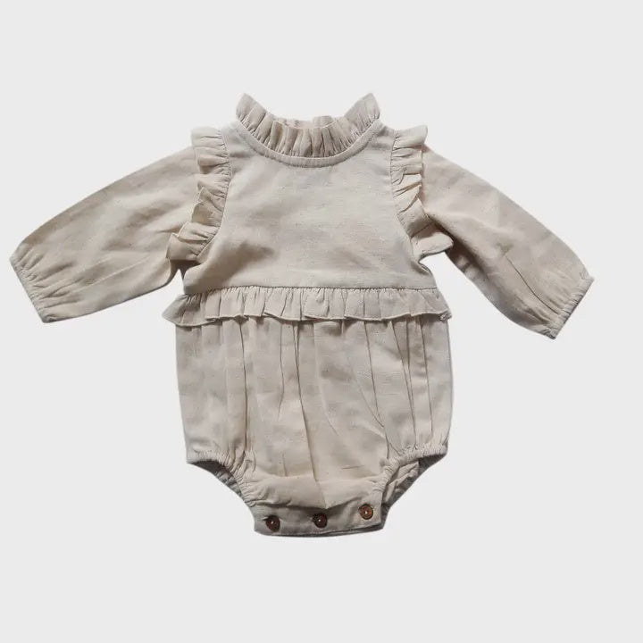 Ivory Full-Sleeves Ruffles Infant Romper