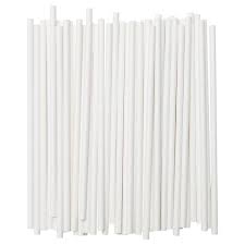 Drinking Straw, Paper/White 100 pk