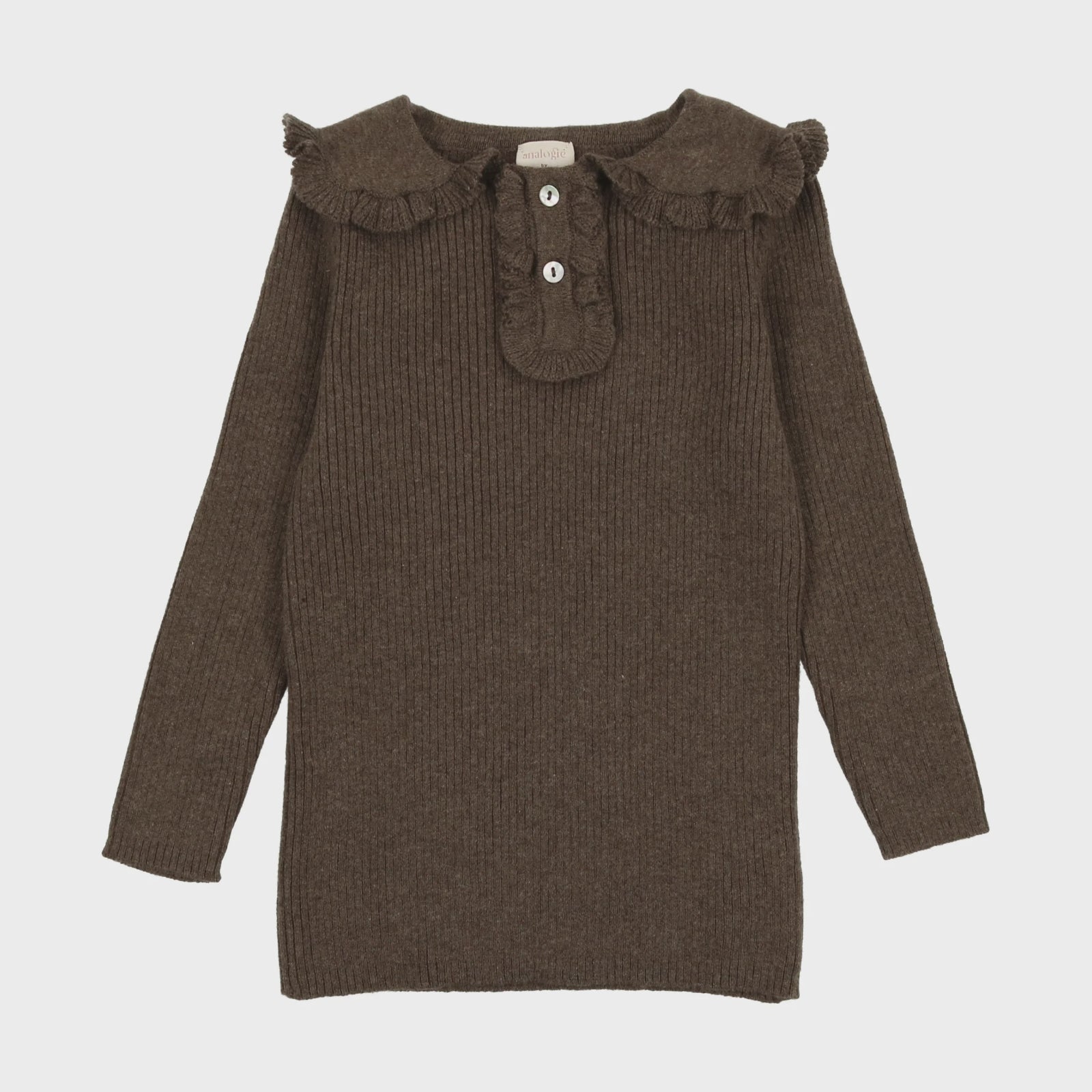 Girls Knit Polo Heather Brown / 7Y