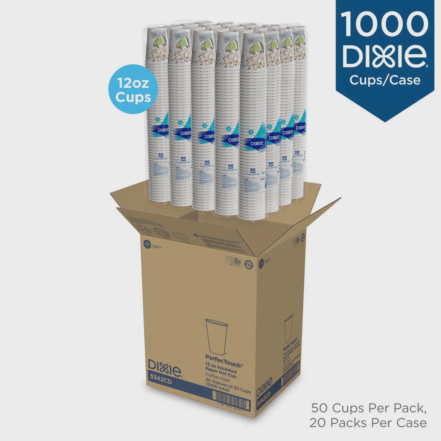 Dixie PerfecTouch Insulated Hot/Cold Paper Cups 12 oz, 1000 ct