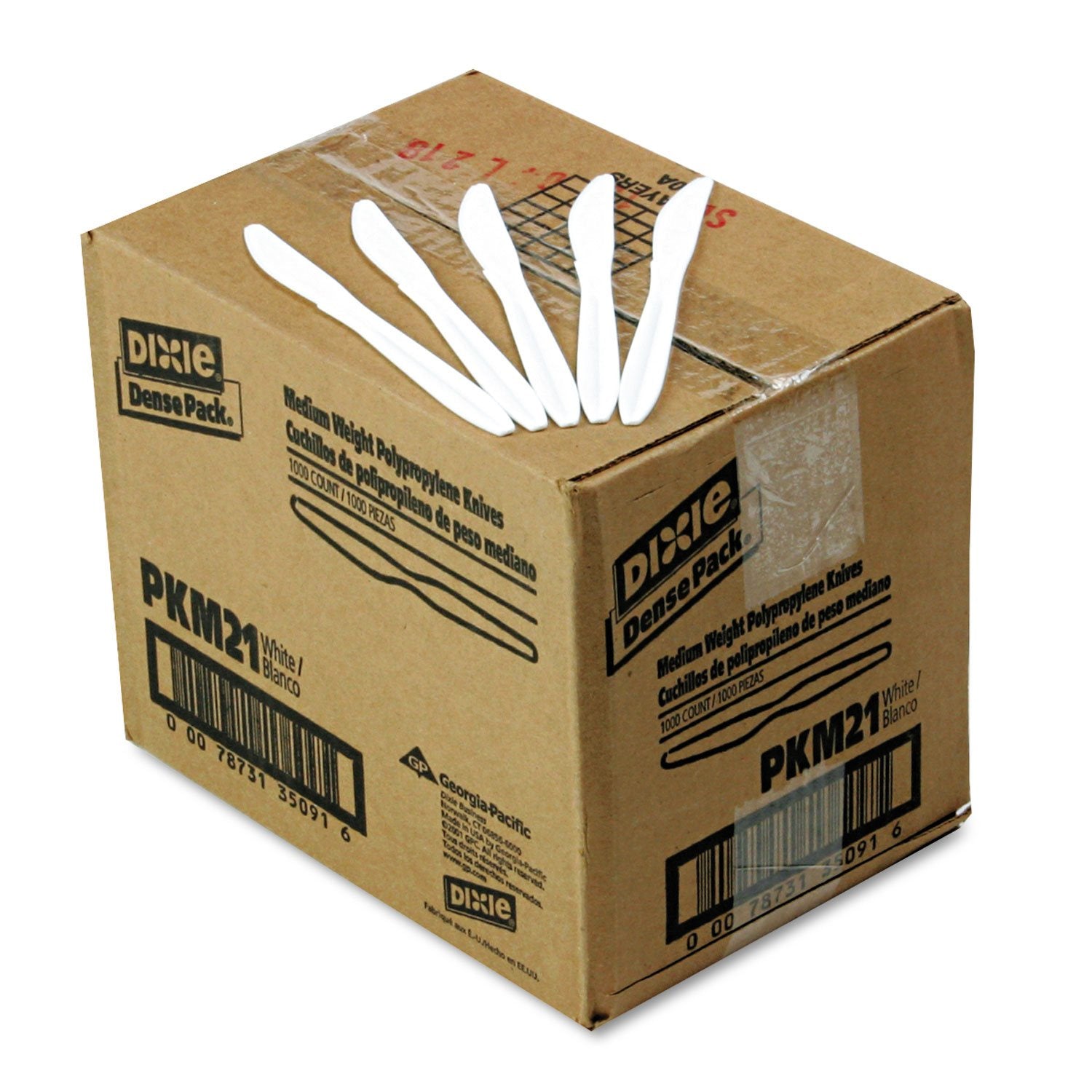 Dixie Plastic Cutlery White Knives, Case of 1,000