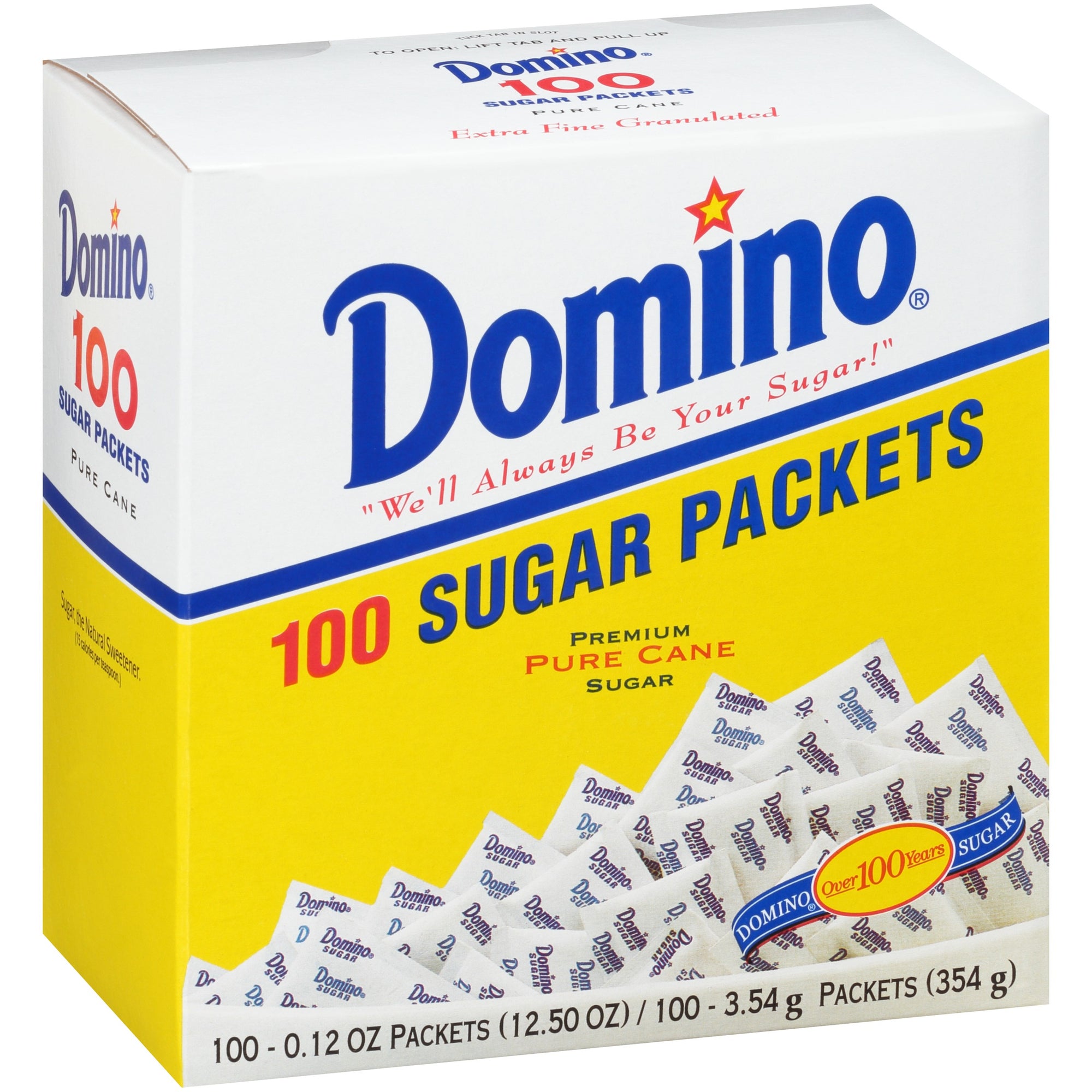 Domino White Sugar Packets, 1/8 oz 100 ct