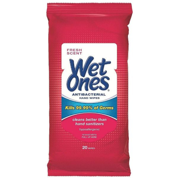 Wet Ones Antibacterial Wipes Travel Pack, Fresh Scent 20ct