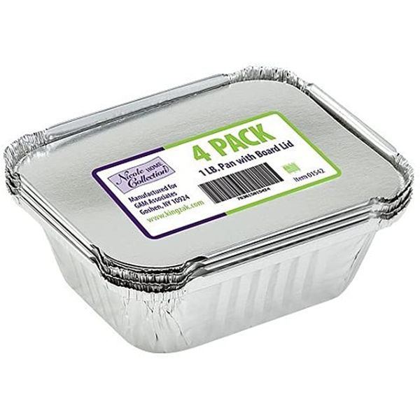 1 lb Aluminum Foil Pan w/Board Lid, 4 pk