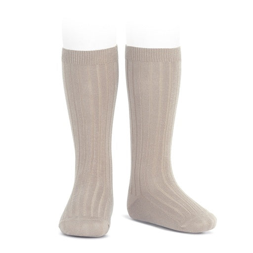 Condor Ribbed Cotton Sock, Stone