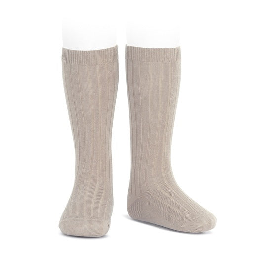 Condor Ribbed Cotton Sock, Stone