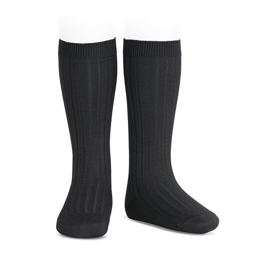 Condor Ribbed Cotton Sock, Black