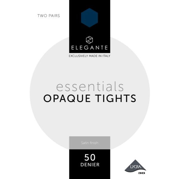 Elegante Essential Opaque Tights Navy Large 2 Pk