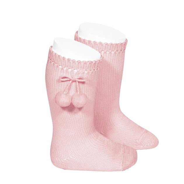 Condor Pom Pom Knee Sock Pale Pink Size 00