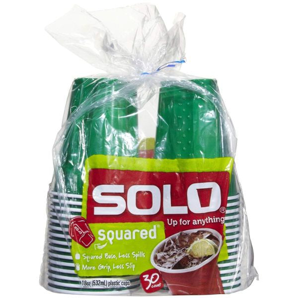 Solo Square Plastic Cup 18oz 30ct