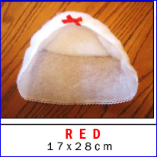 Single Thickness Bonnet Shape With Elastic & Extra Bit Small Red Scarf Shape