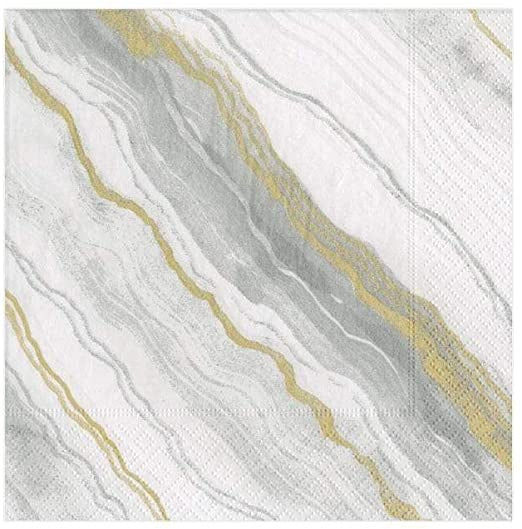 Marble Grey Cocktail Napkins 20pk