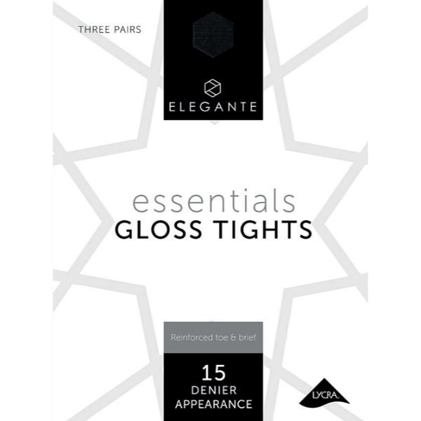 Elegante Gloss Tights Black Large 3 Pk