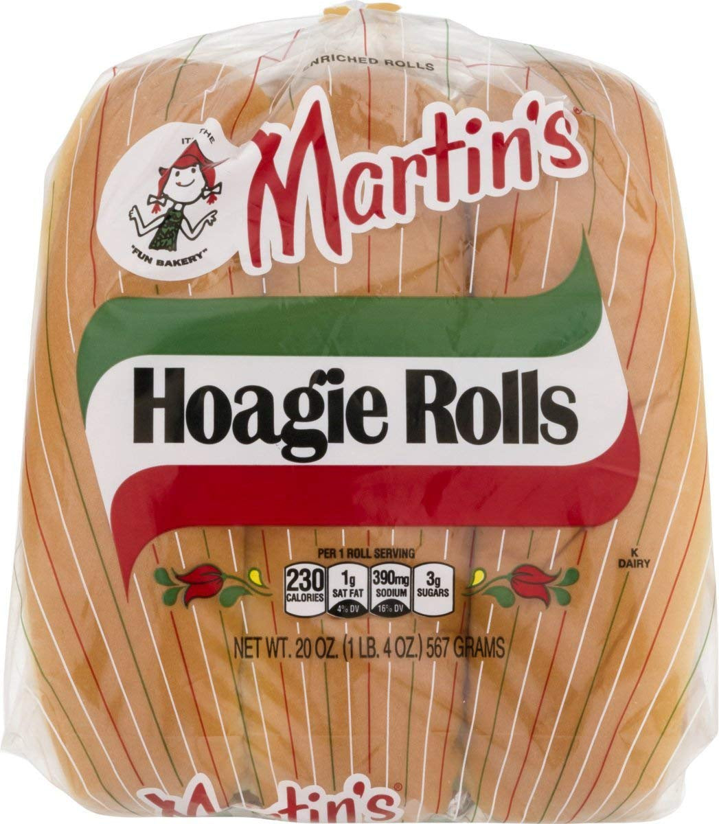 Martin's Hoagie Roll Plain 8" 6 pk