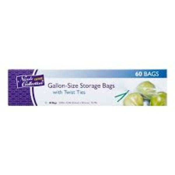 NC Gallon-Size Storage Bags with Ties 60ct