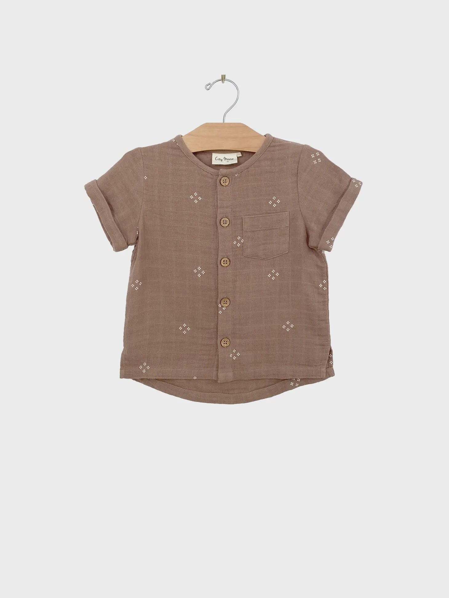 City Mouse Studio Button Down Boy Shirt- Diamonds 4yr