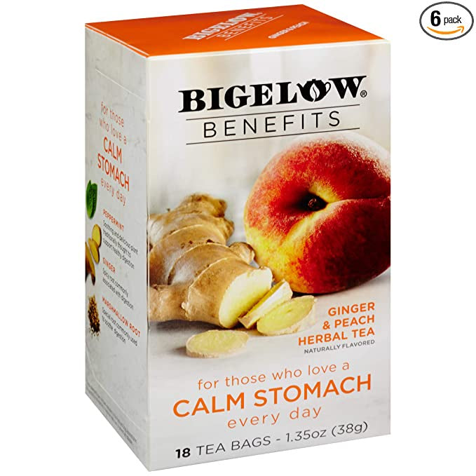 Bigelow Benefits Ginger Peach Calm Stomach Every Day Herbal Tea 18ct.