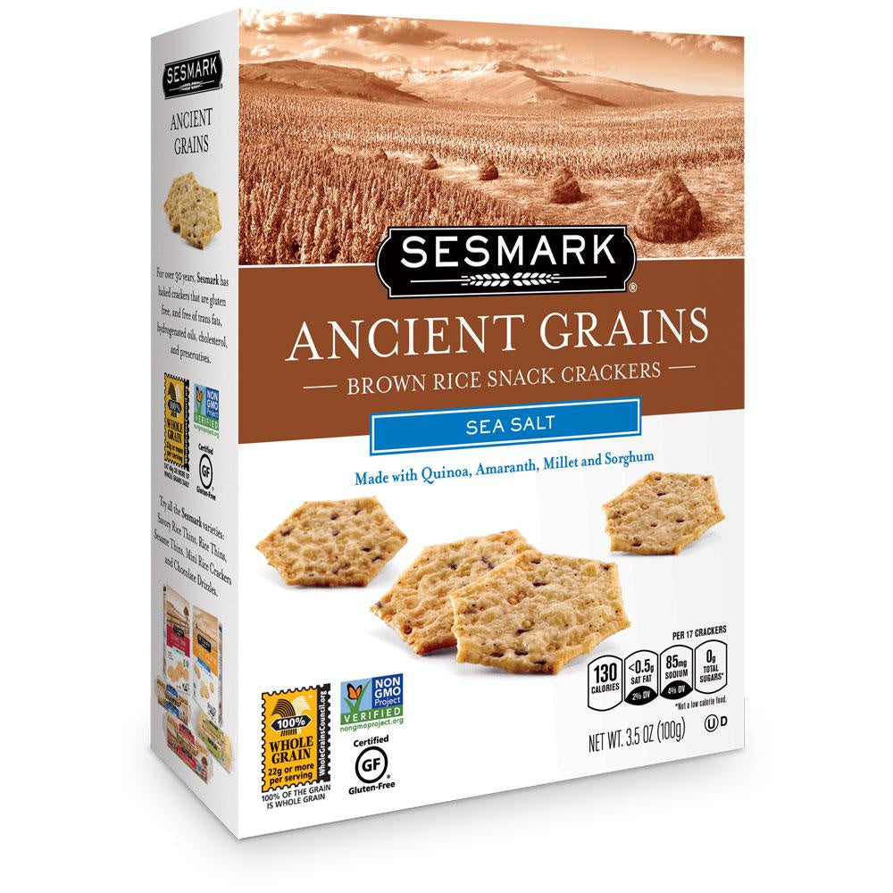 Sesmark Ancient Grains Rice Crackers Sea Salt 3.5oz