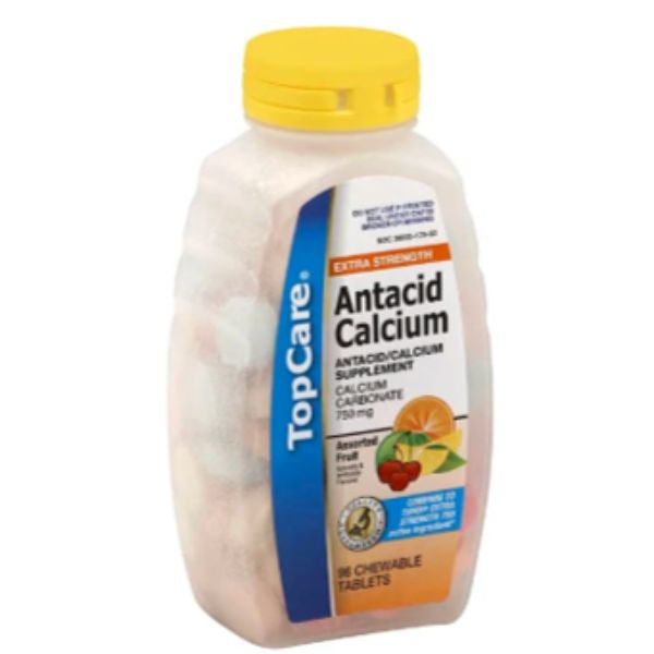 Top Care XS Antacid Calcium Tablets Asst Fruit 96ct