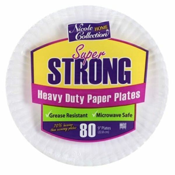 9” White Paper Plates, Super Strong 80pk