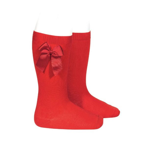 Condor Grosgrain Bow Knee Sock Red Sz 00