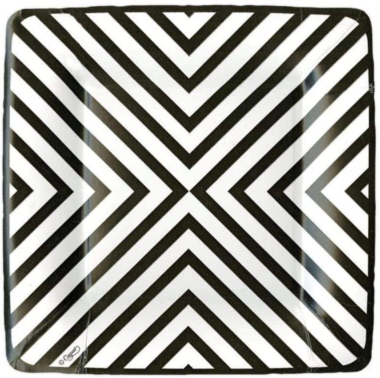 Chevron Black Square Salad Plates 8 pk