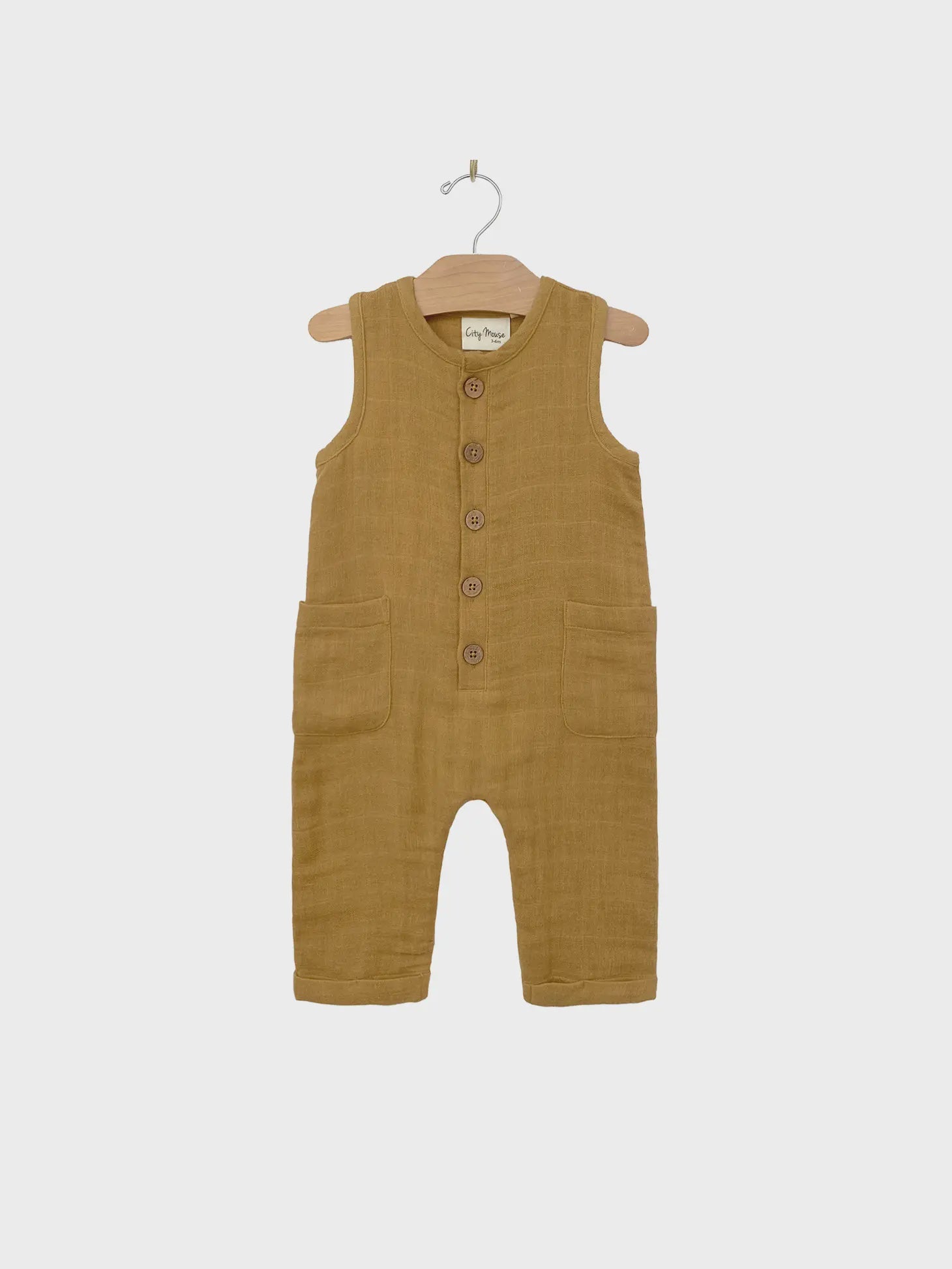 City Mouse Studio Tank Long Romper- Bronze 12-18m