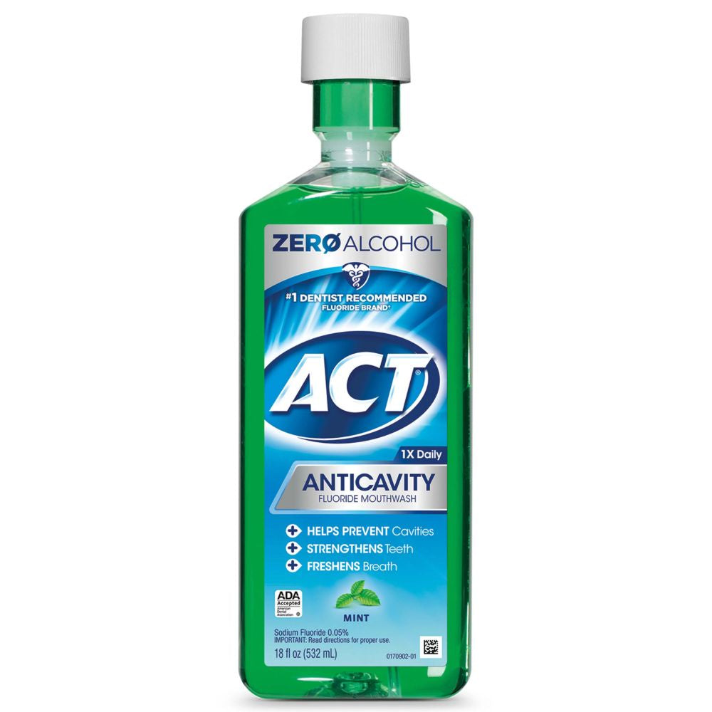 ACT Anticavity Fluoride Mouthwash, Mint 18fl oz