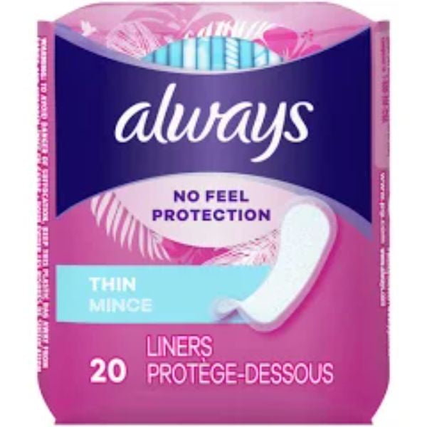 Always Thin Daily Liners for Women, Unscented, 20 Ct