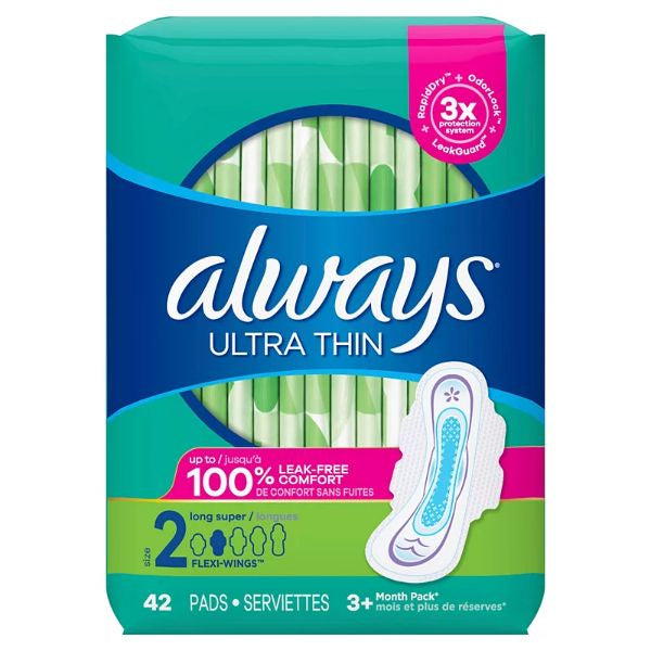 Always Ultra Thin Pads with Wings, Size 2 - 20ct