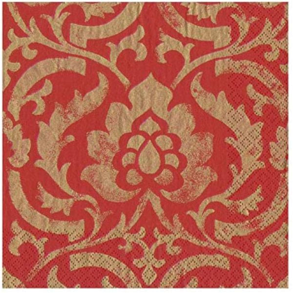 Baroque Red Paper Luncheon Napkins 20 pk