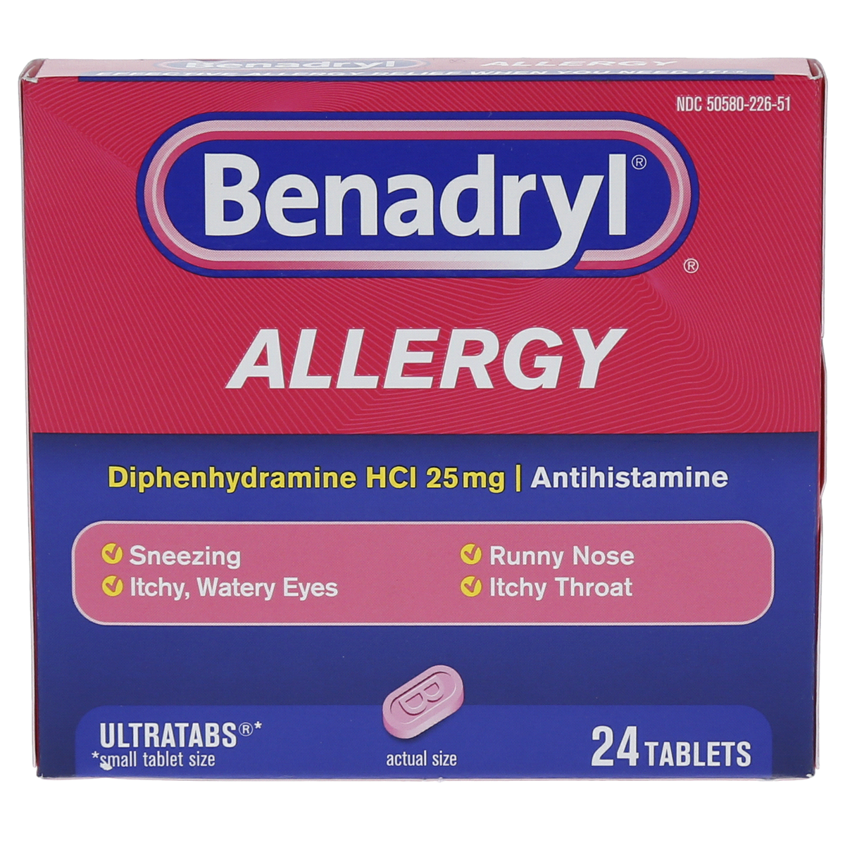 Benadryl Ultratabs Antihistamine Allergy Medicine Tablets 24 ct