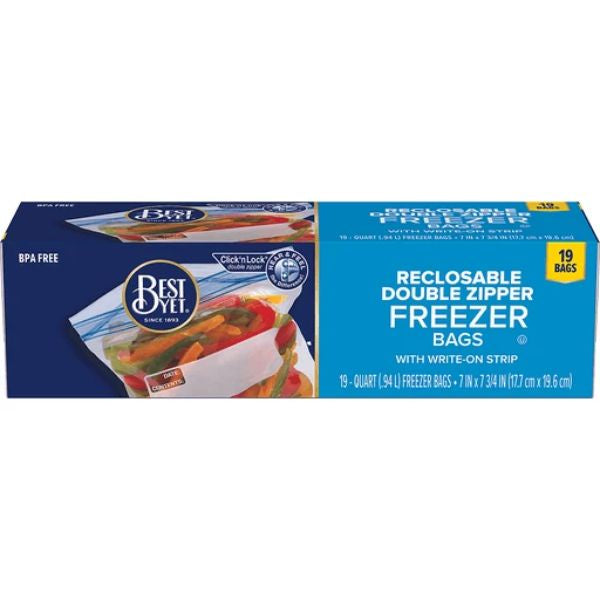 Best Yet Reclosable Quart Freezer Bags 19ct