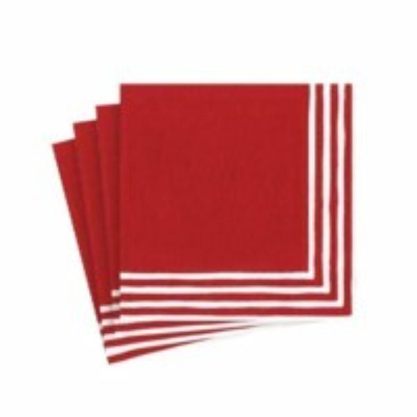 Border Stripe Paper Cocktail Napkins in Red 20 pk