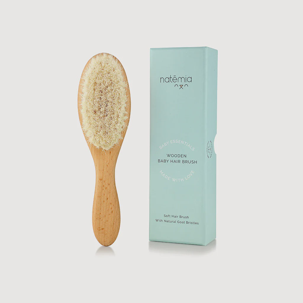 Natemia Wooden Baby Hair Brush With Natural Bristles