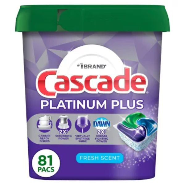 Cascade Platinum Plus Dishwasher Tabs 62ct, Fresh Scent