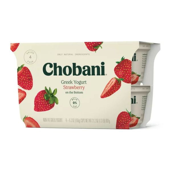 Chobani 0% Strawberry Greek Yogurt 5.3 oz 4 pk