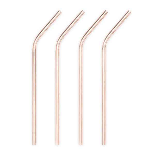 Copper Bent Long Straw Set of 4