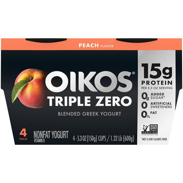 Dannon Oikos Triple Zero Yogurt Peach 4 /5.3oz