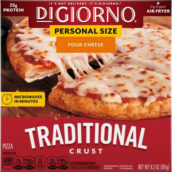 DiGiorno Traditional Crust 4 Cheese Pizza, Personal size 6.5" 9.2oz