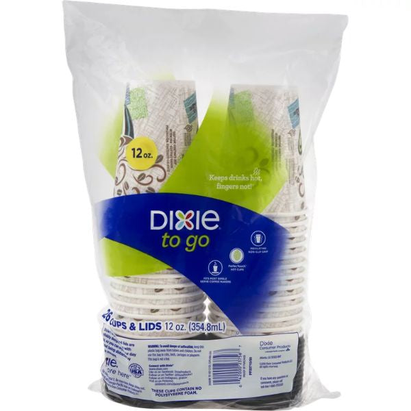 Dixie To Go Paper Cups with Lids 12oz / 26ct