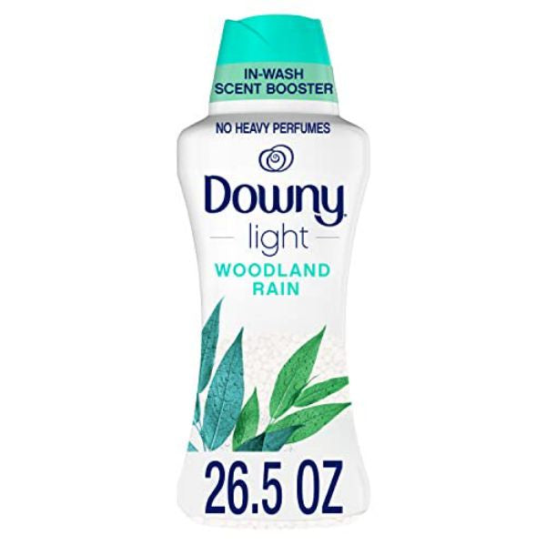 Downy Light Laundry Scent Booster Beads for Washer, Woodland Rain, 26.5 oz, with No Heavy Perfumes