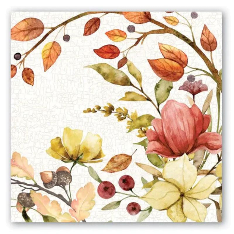 Fall Flowers & Leaves Luncheon Napkin